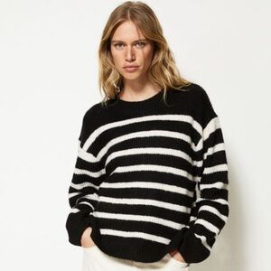 H&M Rib striped summer knit sweater super light weight size XL